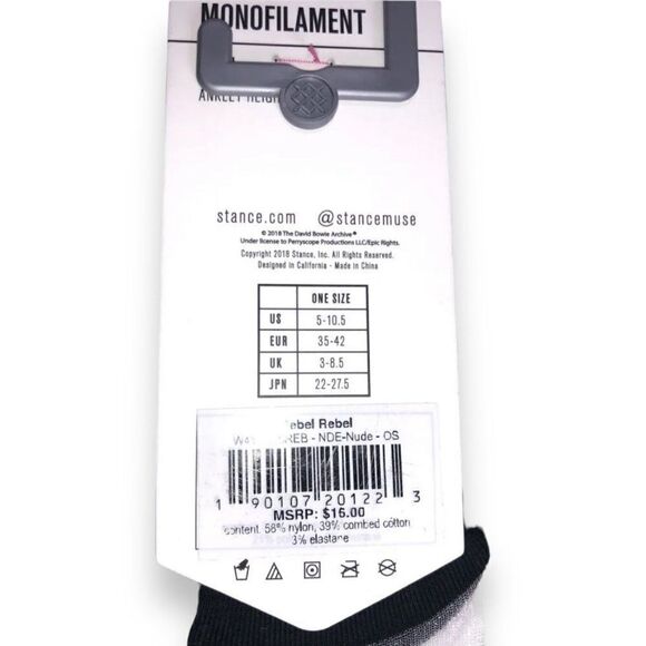 Stance David Bowie Rebel Rebel Sheer Ankle Socks Limited Edition RARE NWT - Picture 4 of 4